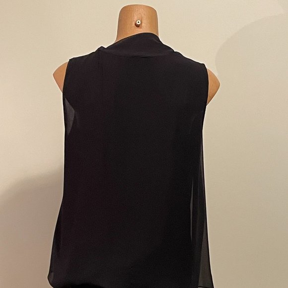 Zara basic - black blouse  with scarf- size large - New - Picture 5 of 6